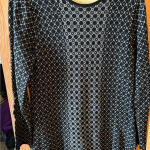 Cynthia Rowley Black and Gray Patterned Long Sleeve Top
